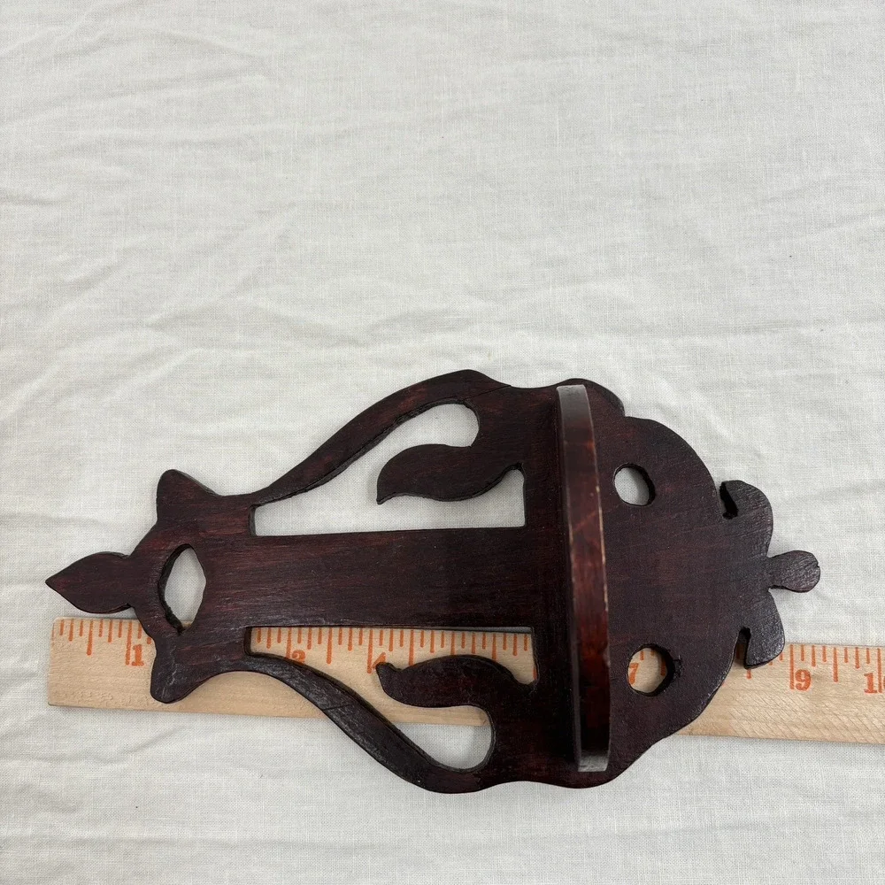 Gothic Wood Wall Shelf Curio Display Handmade Dark Wood Candle Plant Shelf Decor